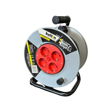 20 metrový prodlužovací kabel s kovovým bubnem a 4 zásuvkami, 2x2,5 mm