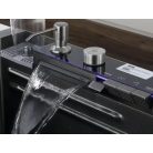 Elegantní multifunkční kuchyňský dřez Detroit z nerezavějící oceli s dvojitým kohoutkem, myčkou sklenicí, LED displejem a prkénkem na krájení - 75 cm x 45 cm