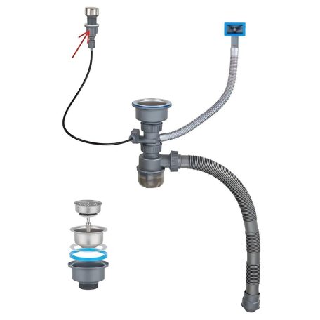 Elegantní multifunkční kuchyňský dřez Detroit z nerezavějící oceli s dvojitým kohoutkem, myčkou sklenicí, LED displejem a prkénkem na krájení - 75 cm x 45 cm