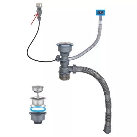 Elegantní multifunkční kuchyňský dřez Detroit z nerezavějící oceli s dvojitým kohoutkem, myčkou sklenicí, LED displejem a prkénkem na krájení - 68 cm x 45 cm