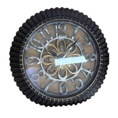   45 cm stylové kulaté nástěnné hodiny s jasně viditelným ciferníkem - v černé, zlaté a stříbrné barvě