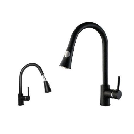 Jednopáková černá nerezová dřezová baterie s výsuvnou hlavicí