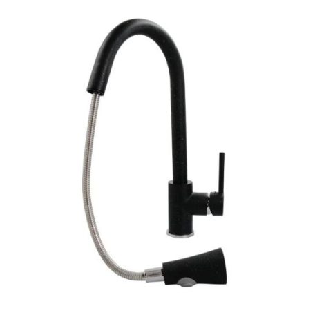 Jednopáková černá nerezová dřezová baterie s výsuvnou hlavicí