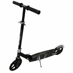   Skládací koloběžka v černé barvě - nastavitelná výška, brzdový systém zadních kol, silikonová kolečka