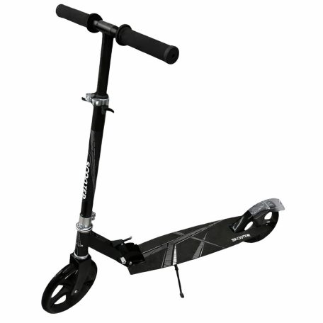 Skládací koloběžka v černé barvě - nastavitelná výška, brzdový systém zadních kol, silikonová kolečka