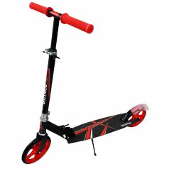   Skládací koloběžka v červené a černé barvě - nastavitelná výška, brzdový systém zadních kol, silikonová kolečka