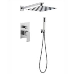   Čtvercová elegantní třídílná vestavná sprchová souprava - chrom - prémiová edice