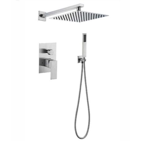 Čtvercová elegantní třídílná vestavná sprchová souprava - chrom - prémiová edice