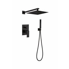   Čtvercová elegantní třídílná vestavná sprchová souprava - černá - prémiová edice