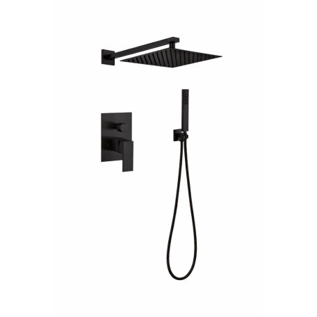 Čtvercová elegantní třídílná vestavná sprchová souprava - černá - prémiová edice