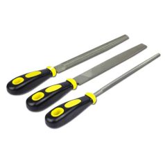   3-dílná sada plochých pilníků s ergonomickou rukojetí (8”) - 30 cm