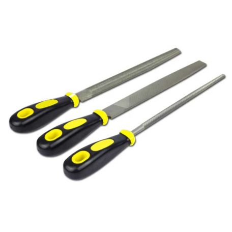 3-dílná sada plochých pilníků s ergonomickou rukojetí (8”) - 30 cm