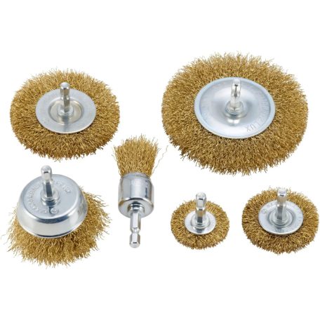 6-dílná sada kovových drátěných kartáčů pro vrtačku
