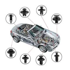   620-dílná sada autosvorek, plastová, univerzální, 16 různých modelů, černá barva