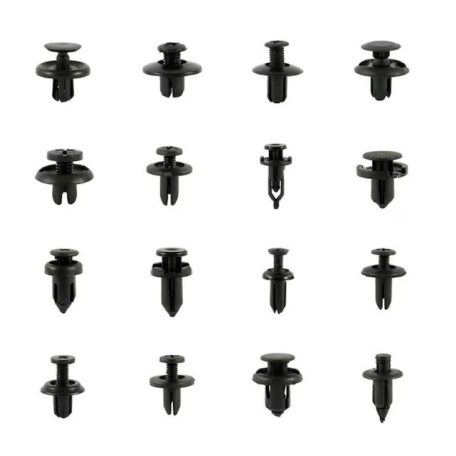 620-dílná sada autosvorek, plastová, univerzální, 16 různých modelů, černá barva