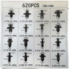 620-dílná sada autosvorek, plastová, univerzální, 16 různých modelů, černá barva