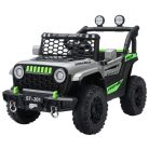 Elektrické auto s dvojitým motorem a dvojitou baterií v šedé barvě s rodičovským dálkovým ovládáním a koženým sedadlem