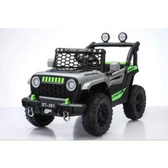   Elektrické auto s dvojitým motorem a dvojitou baterií v šedé barvě s rodičovským dálkovým ovládáním a koženým sedadlem