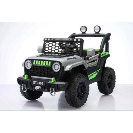 Elektrické auto s dvojitým motorem a dvojitou baterií v šedé barvě s rodičovským dálkovým ovládáním a koženým sedadlem