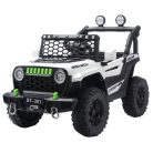 Elektrické auto s dvojitým motorem a dvojitou baterií v bílé barvě s rodičovským dálkovým ovládáním a koženým sedadlem