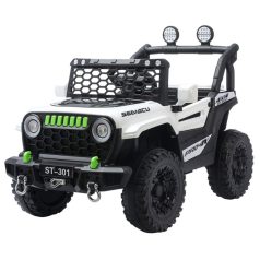   Elektrické auto s dvojitým motorem a dvojitou baterií v bílé barvě s rodičovským dálkovým ovládáním a koženým sedadlem