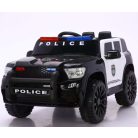 Elektrické policejní auto s dvojitým motorem a dvojitou baterií v černobílé barvě s rodičovským dálkovým ovládáním a koženým sedadlem