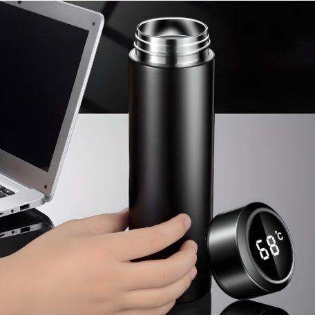 Smart termohrnek z nerezavějící oceli s LCD displejem - 480 ml